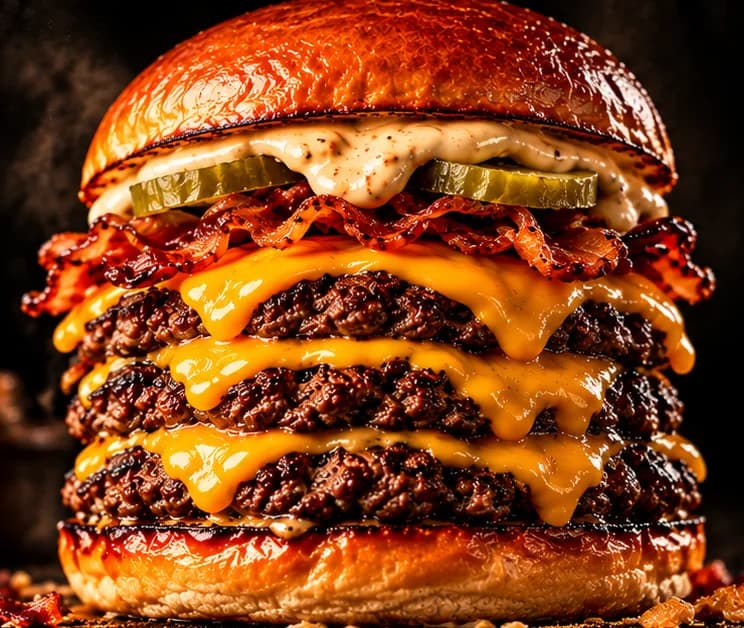 Monstruoso: Quatro smash de fraldinha, 360g de carne. Para quem quer exagero.